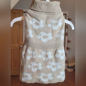 Tan Floral Print Dog Sweater.